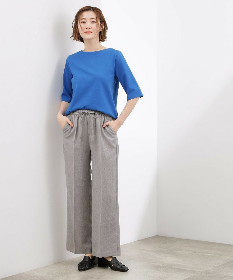 【二の腕カバー/すっきり見え】きちんと素材のボートネックTシャツ16