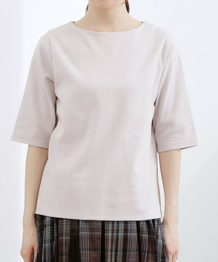 【二の腕カバー/すっきり見え】きちんと素材のボートネックTシャツ22