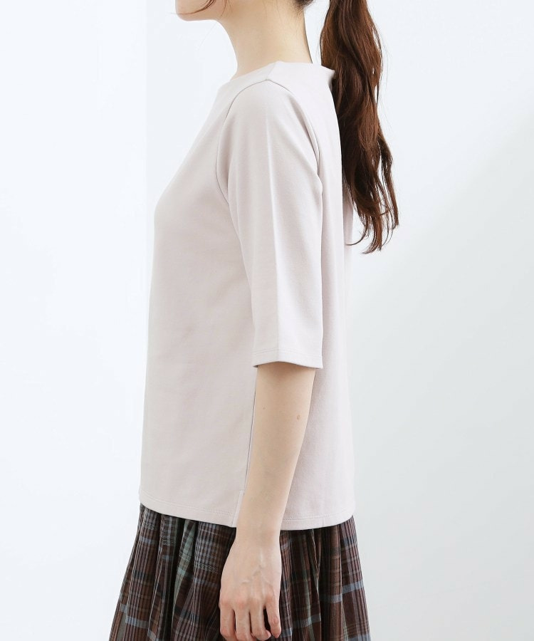 【二の腕カバー/すっきり見え】きちんと素材のボートネックTシャツ23