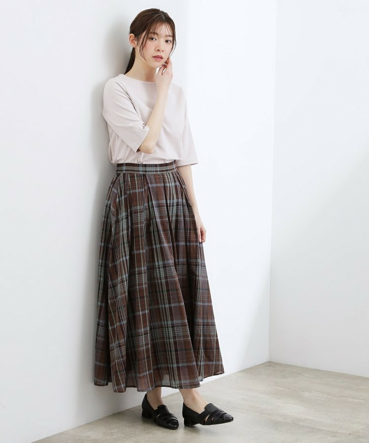 【二の腕カバー/すっきり見え】きちんと素材のボートネックTシャツ8