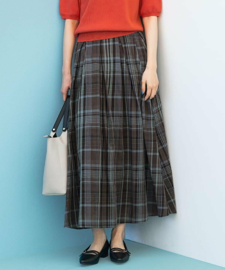 【貴島明日香さん着用】マドラスチェックタックボリュームスカート