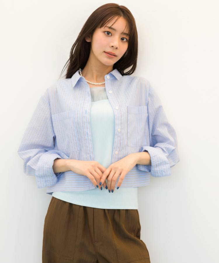 【貴島明日香さん着用／イージーケア／接触冷感】麻ブレンドクロップドシャツ