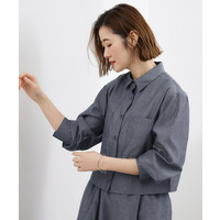 【貴島明日香さん着用／イージーケア／接触冷感】麻ブレンドクロップドシャツ