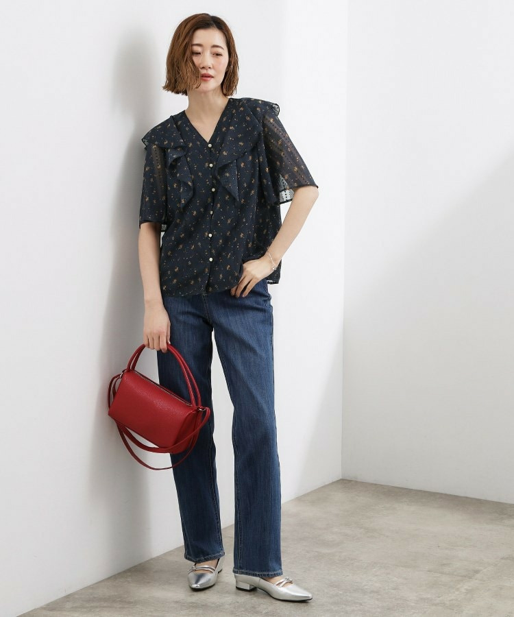 フラワープリント カットジャカードブラウス3