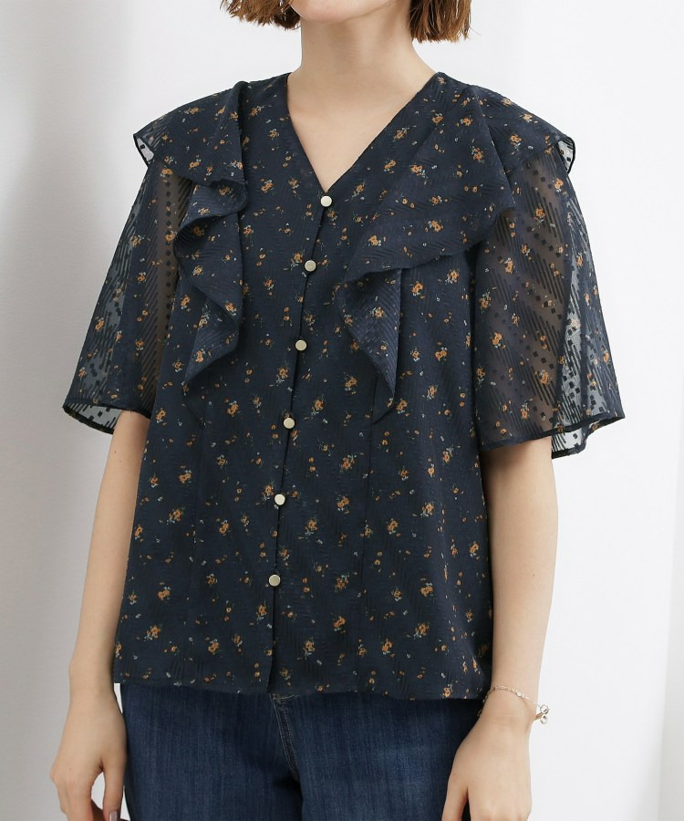 フラワープリント カットジャカードブラウス6