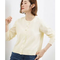 【UVカット/洗濯機で洗える】メタルボタンクルーネックカーディガン