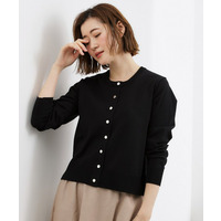 【UVカット/洗濯機で洗える】メタルボタンクルーネックカーディガン