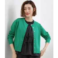 【UVカット/洗濯機で洗える】メタルボタンクルーネックカーディガン