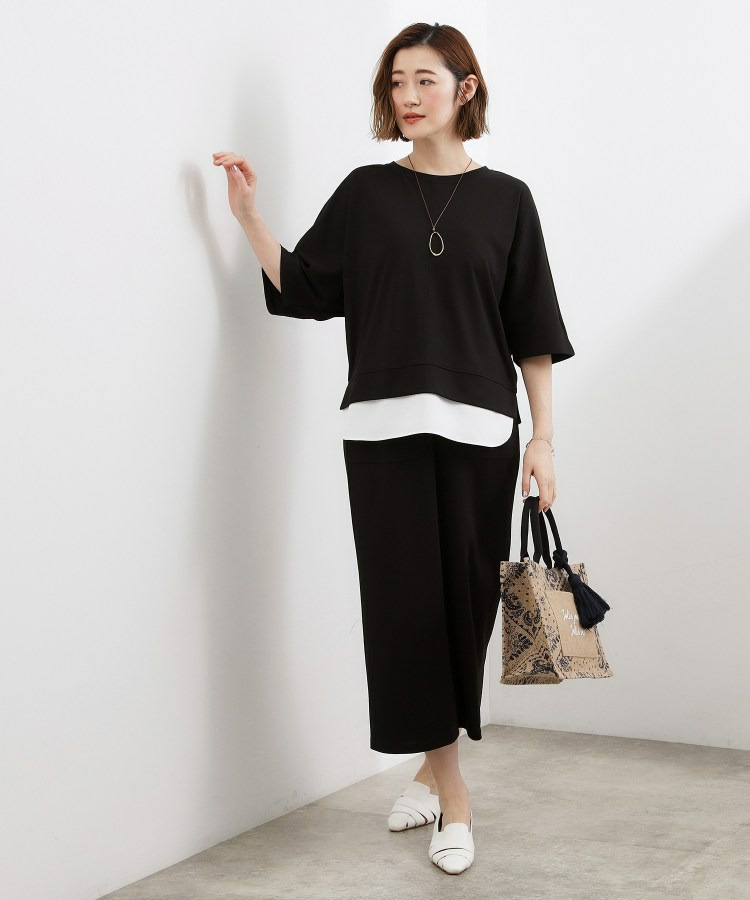 【時短コーデ】シルキーポンチレイヤード風セットアップ