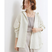 ストライプ フーディシャツ