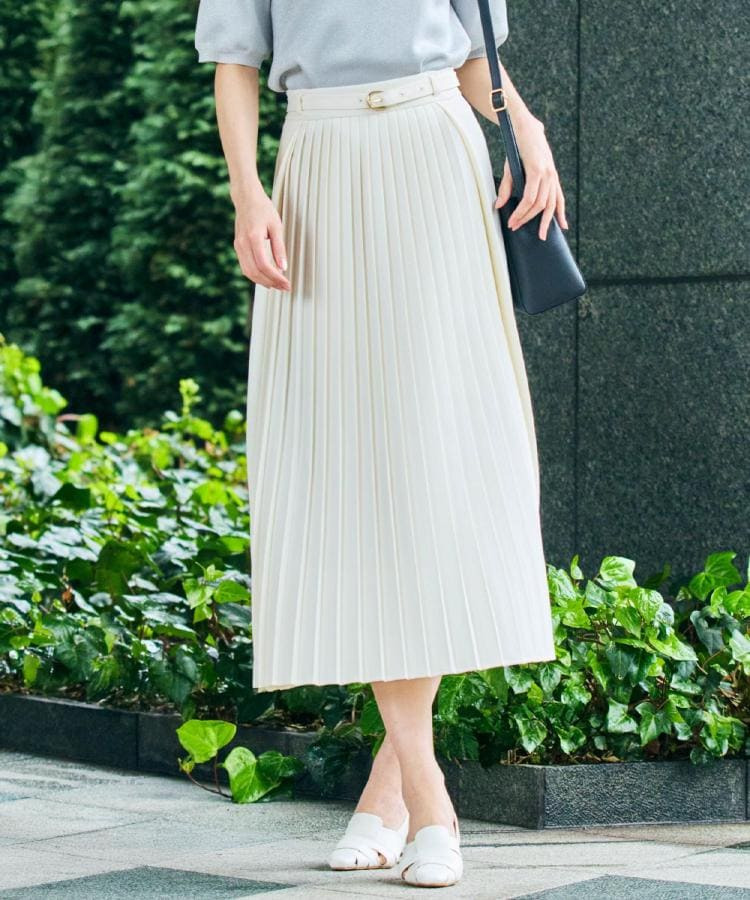 【2WAY・洗える】プリーツ位置を変えられる、フレアスカート