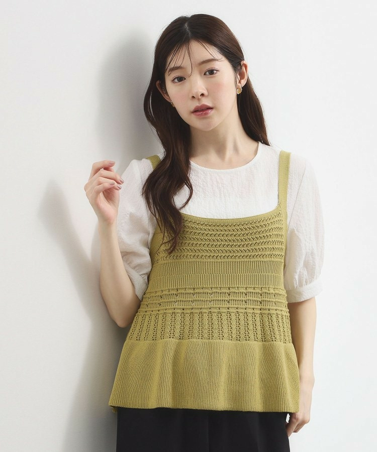 透かし編み切替ニットビスチェ×ブラウスセット11