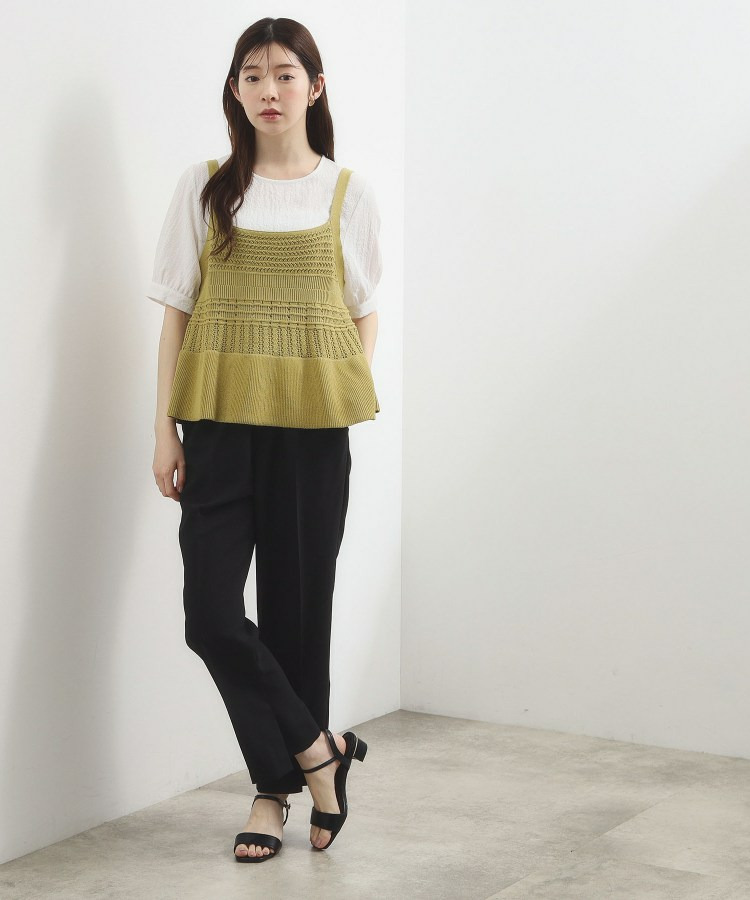 透かし編み切替ニットビスチェ×ブラウスセット12