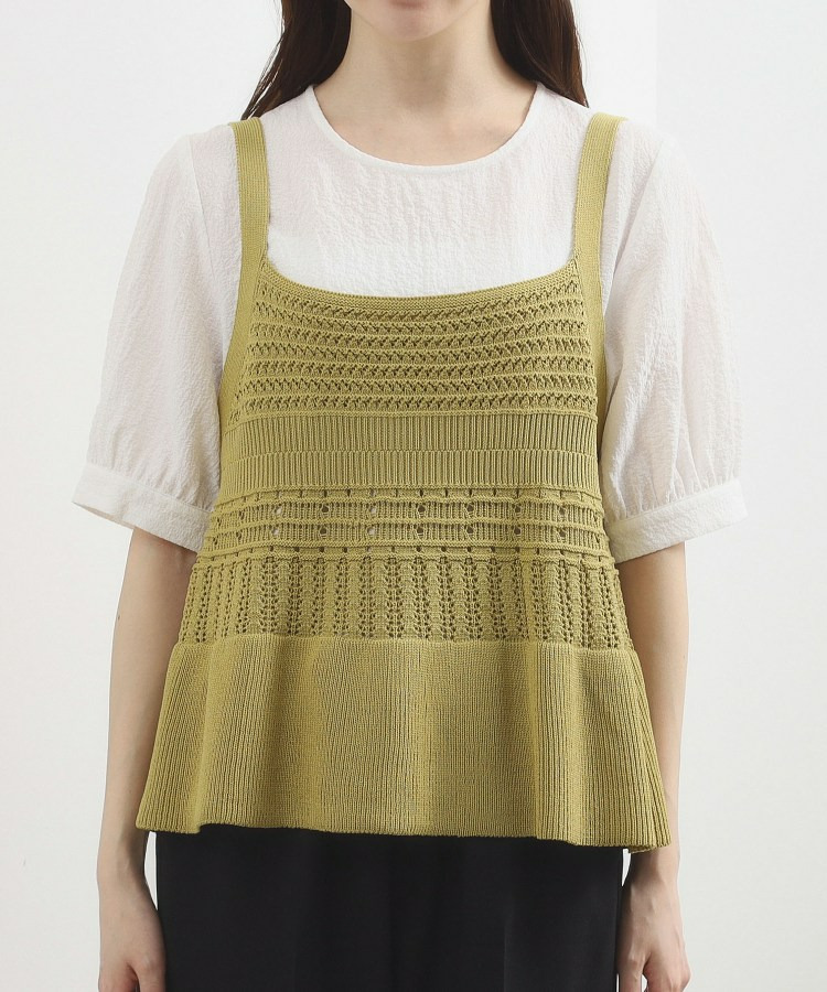 透かし編み切替ニットビスチェ×ブラウスセット16