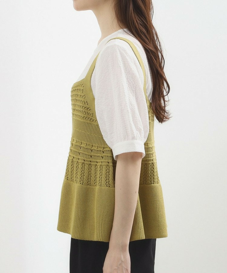 透かし編み切替ニットビスチェ×ブラウスセット17