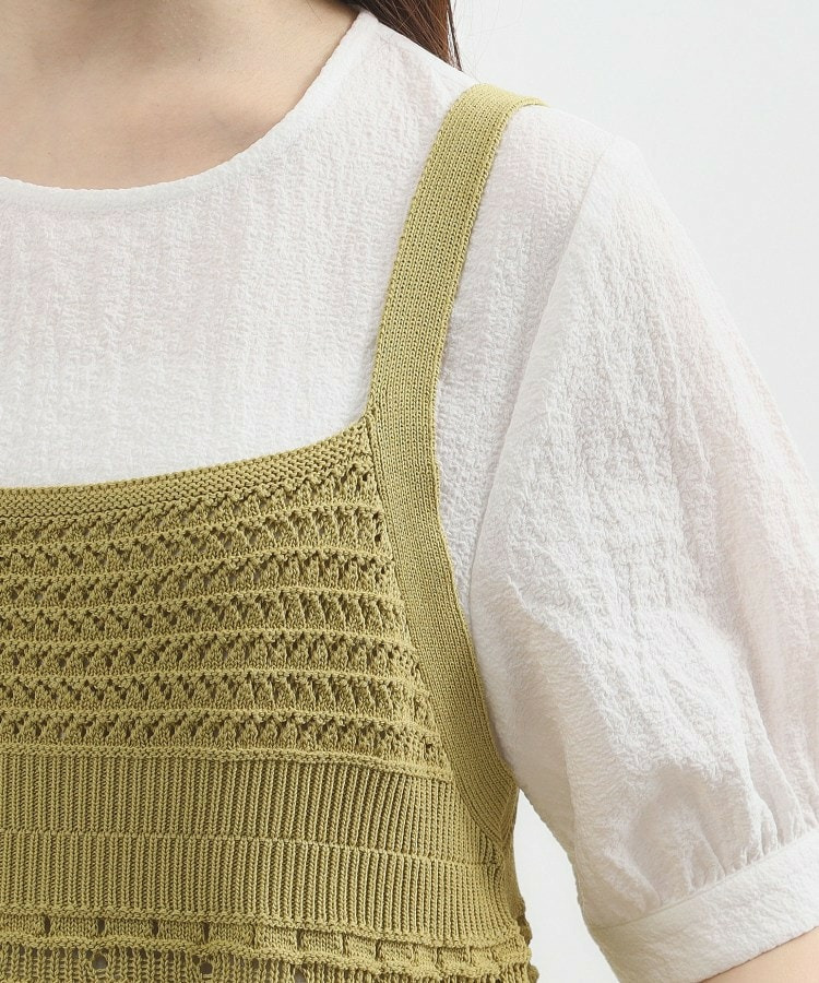 透かし編み切替ニットビスチェ×ブラウスセット20