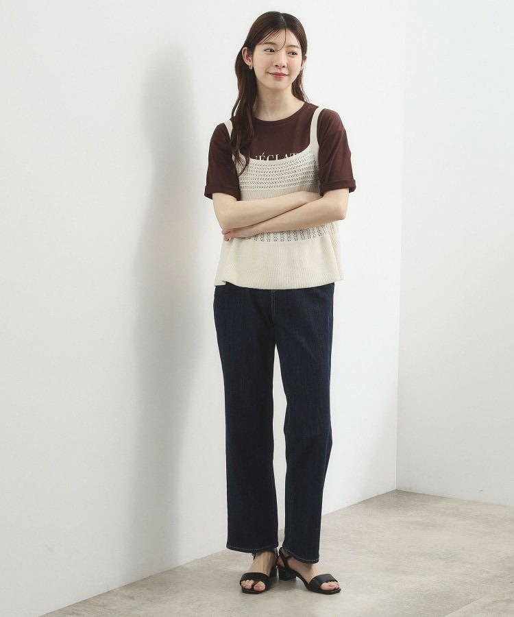 透かし編み切替ニットビスチェ×ブラウスセット5