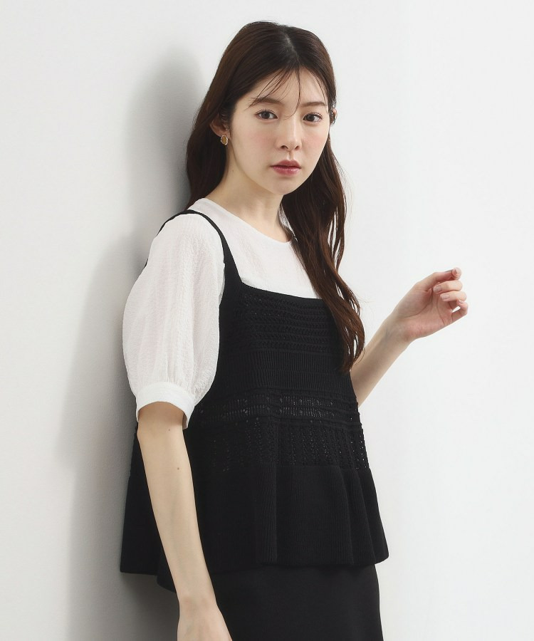 透かし編み切替ニットビスチェ×ブラウスセット7