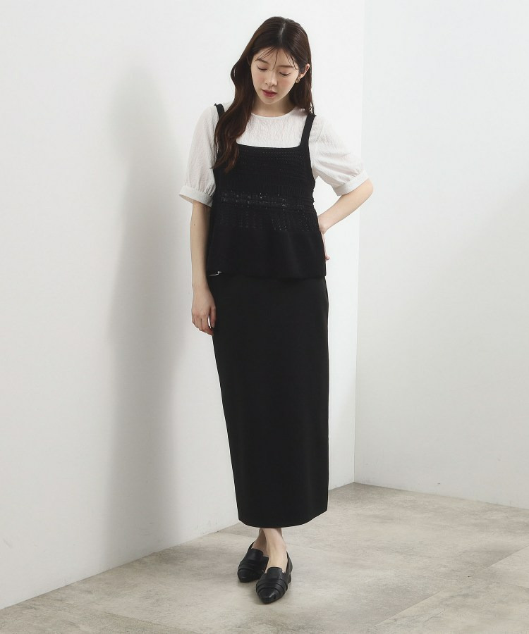 透かし編み切替ニットビスチェ×ブラウスセット8