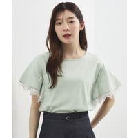 【二の腕カバー、UV/ひんやり】涼しく華やかに、レースレイヤードスリーブTシャツ