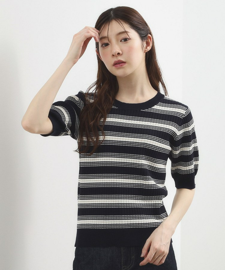 マルチボーダーニットプルオーバー