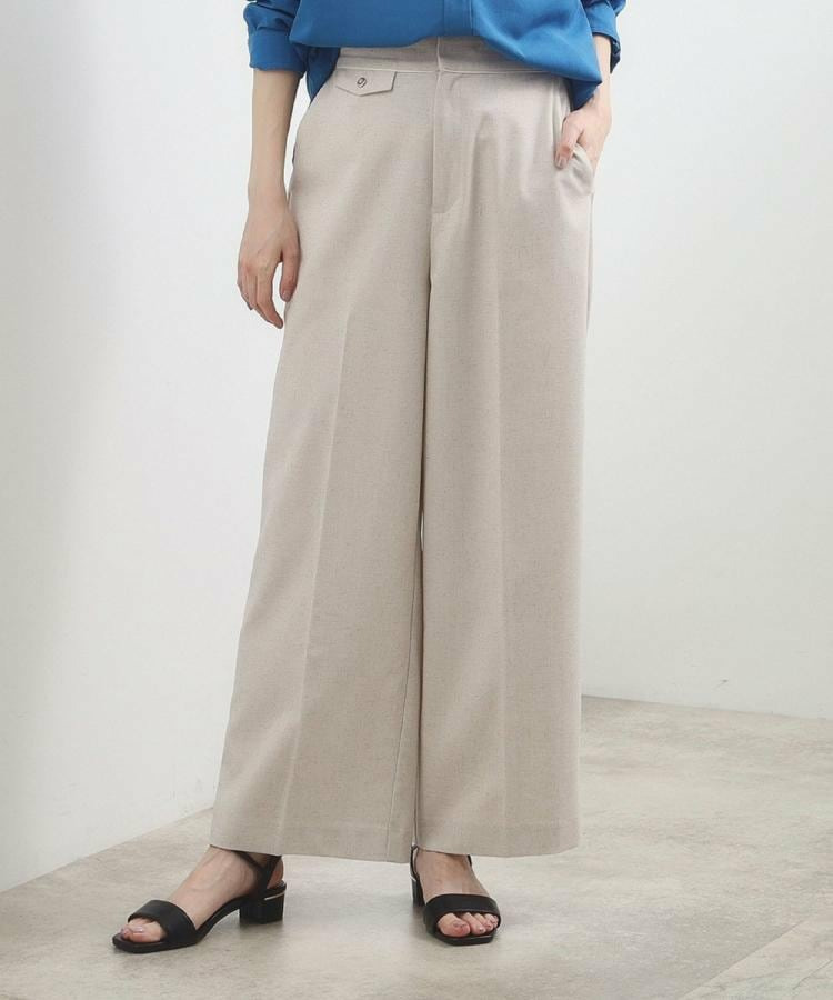 【貴島明日香さん着用】ディティールが際立つ、リネンライクワイドパンツ