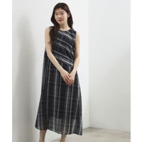 【洗える・体型カバー】アートチェックワンピース