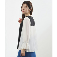 バイカラープリーツコンビトップス