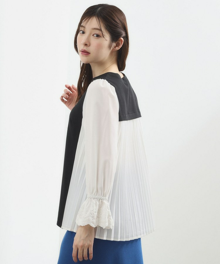 バイカラープリーツコンビトップス1