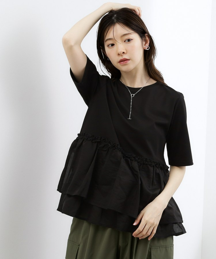 【体型カバー】INせず決まる、ウエストシアーフリルTシャツ