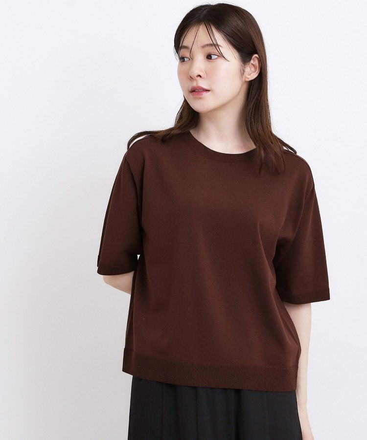 【ひんやり・UVカット・洗濯機◎】Tシャツ感覚で着られるコットン混ニット1