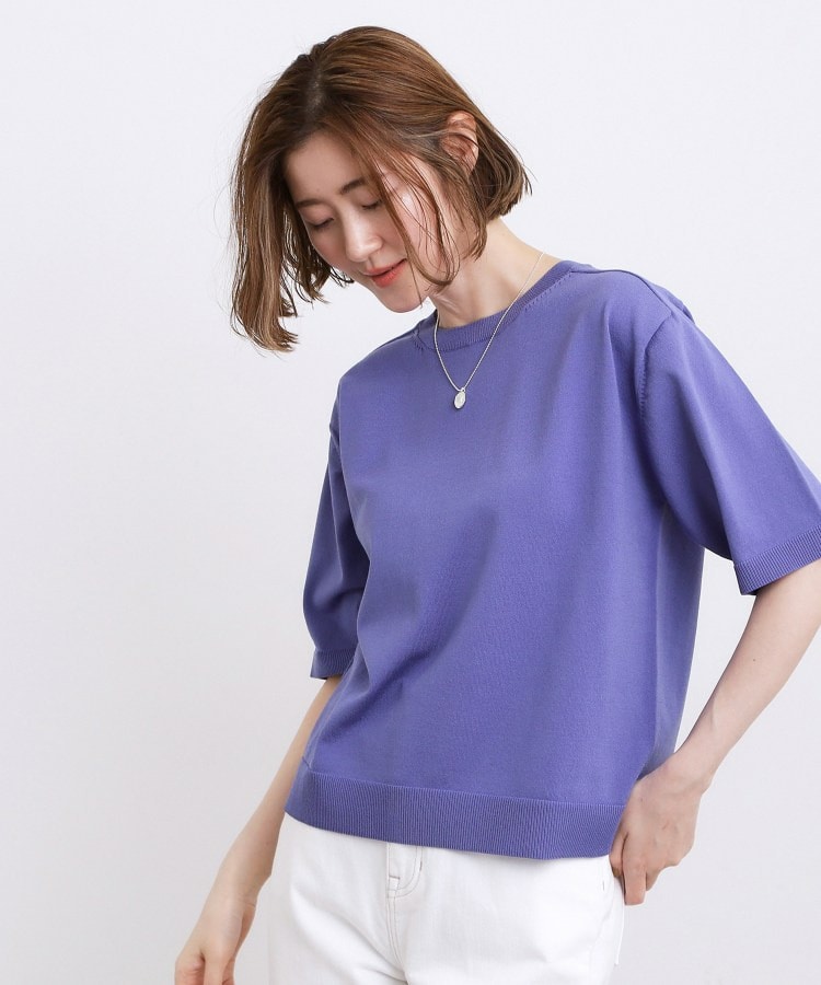 【ひんやり・UVカット・洗濯機◎】Tシャツ感覚で着られるコットン混ニット1