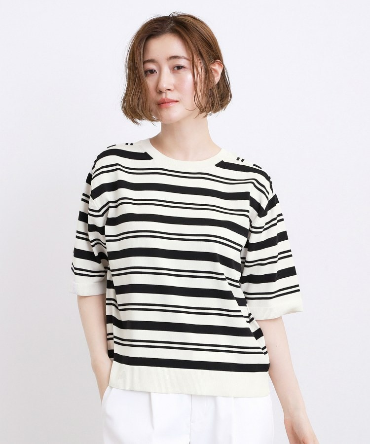 【ひんやり・UVカット・洗濯機◎】Tシャツ感覚で着られるコットン混ニット1