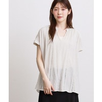 【体系カバー◎】レースデザインスキッパーブラウス