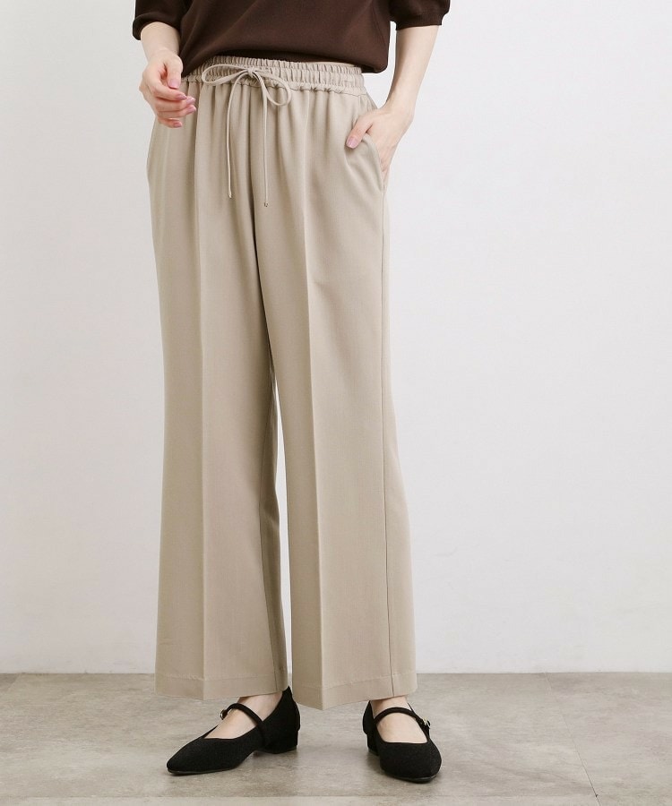 楽ちんできれい見え デニムライクストレッチドロストパンツ