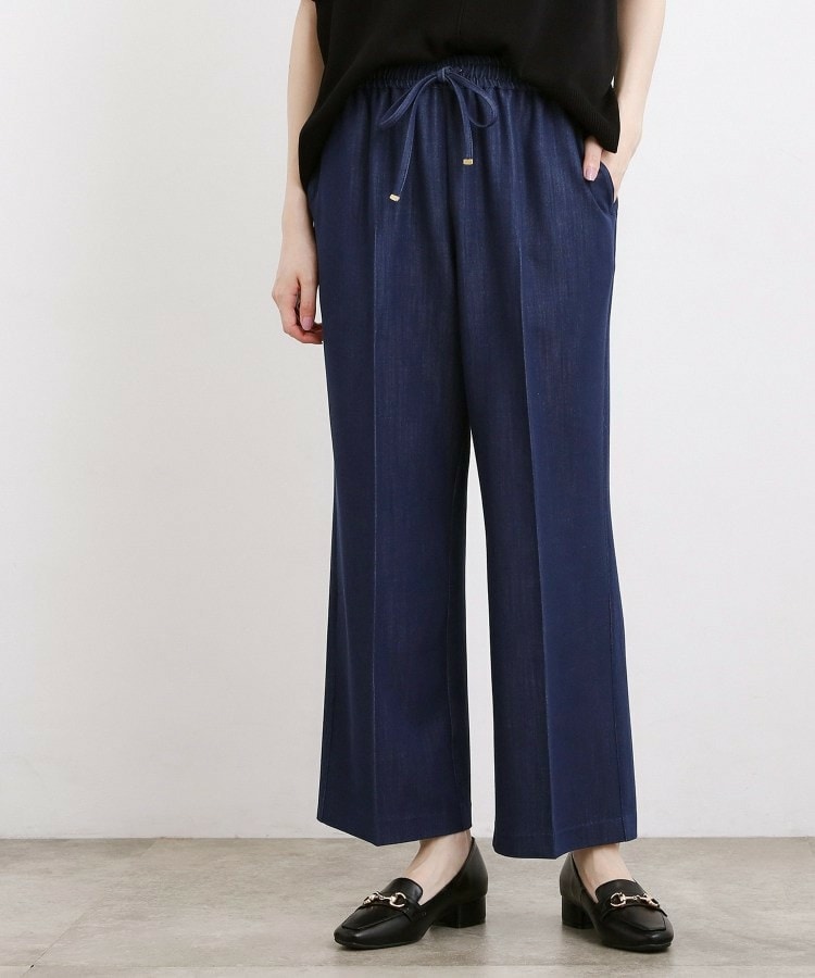 楽ちんできれい見え デニムライクストレッチドロストパンツ10