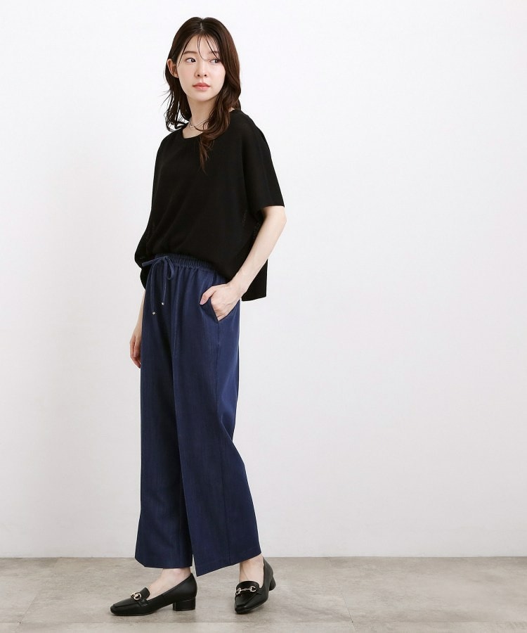 楽ちんできれい見え デニムライクストレッチドロストパンツ11
