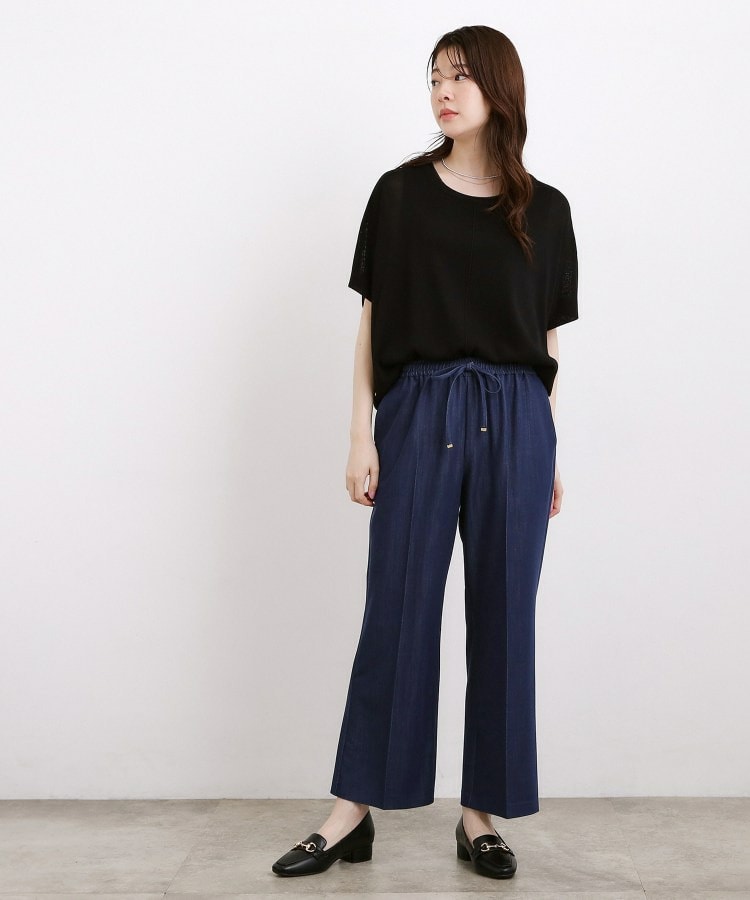 楽ちんできれい見え デニムライクストレッチドロストパンツ12