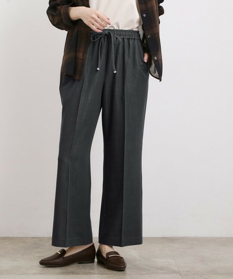 楽ちんできれい見え デニムライクストレッチドロストパンツ2