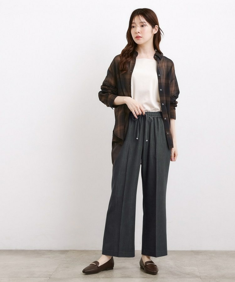 楽ちんできれい見え デニムライクストレッチドロストパンツ4