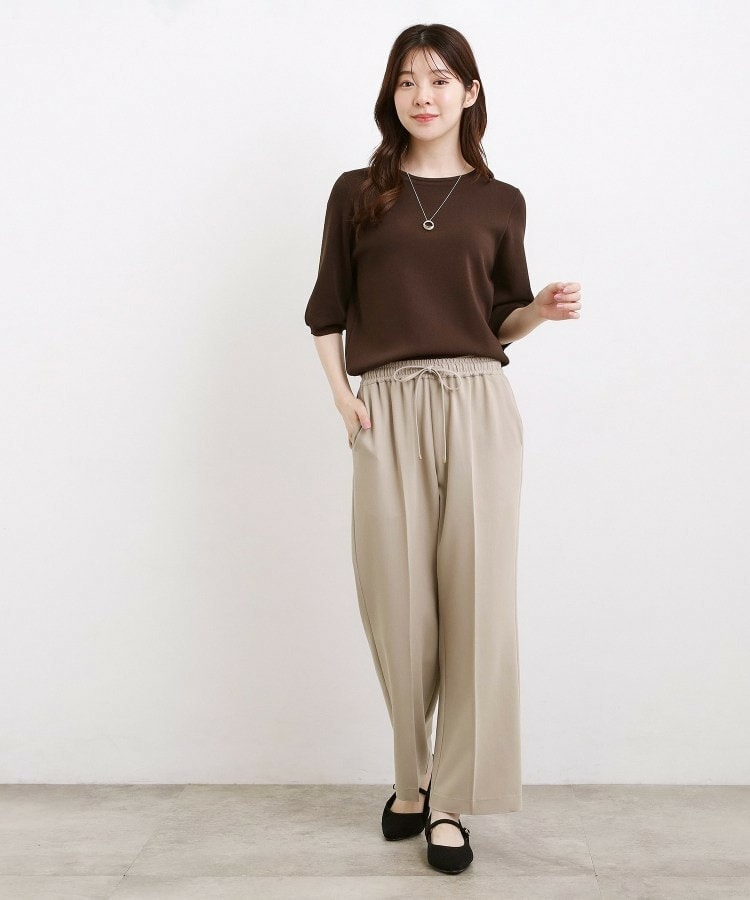楽ちんできれい見え デニムライクストレッチドロストパンツ7