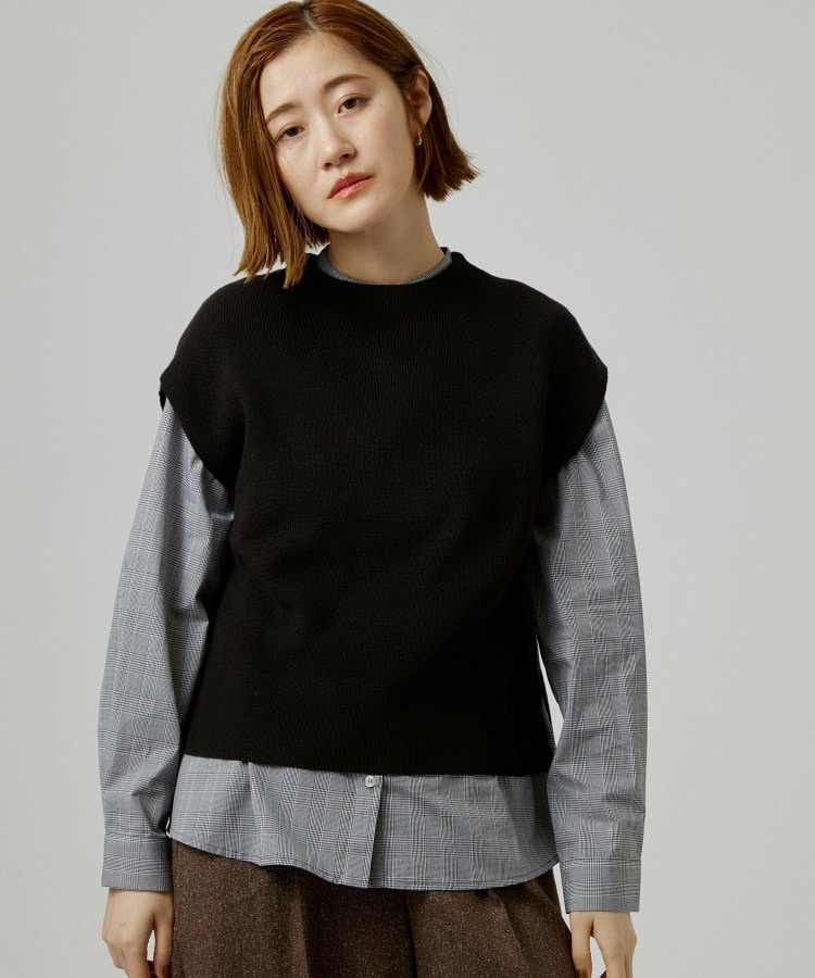 【時短・着回し】ニットベスト×シャツSET13