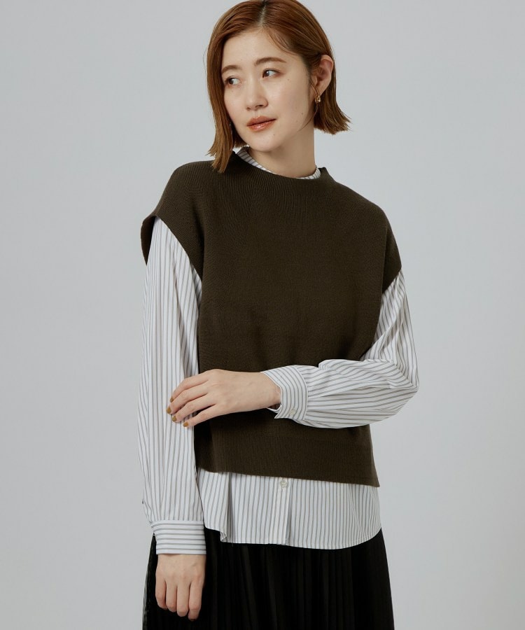 【時短・着回し】ニットベスト×シャツSET27