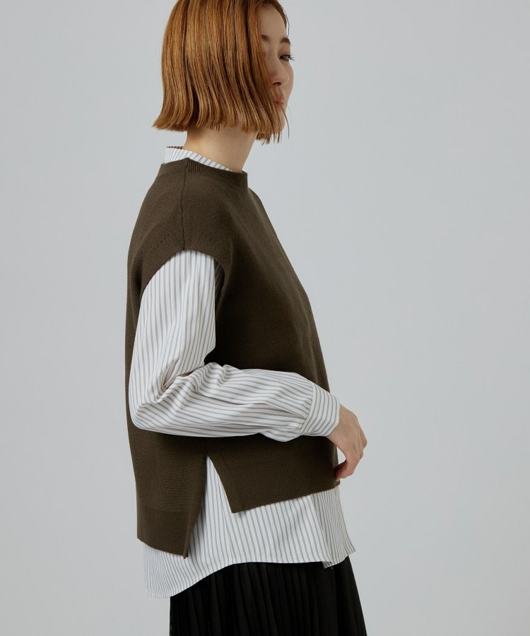 【時短・着回し】ニットベスト×シャツSET28