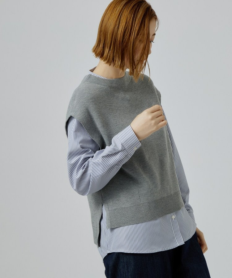 【時短・着回し】ニットベスト×シャツSET3