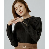 【毛玉軽減】すっきり美人見え ケーブルニット