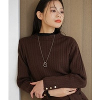 【毛玉軽減/洗濯機可】すっきり美人見え ケーブルニット