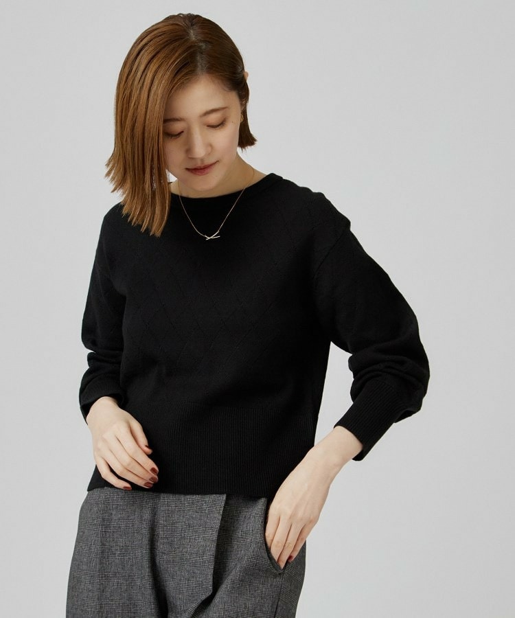 【毛玉軽減】ダイヤ柄ボリュームスリーブニット10