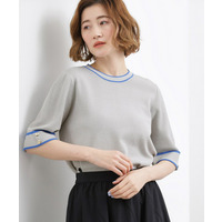 【貴島明日香さん着用】やわらかドライタッチ 袖メッシュ編みニット