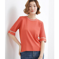 やわらかドライタッチ 袖メッシュ編みニット